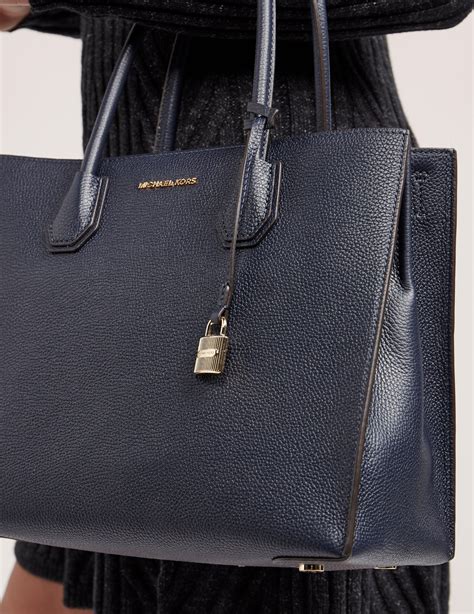 michael kors navy blue leather shoulder tote dimensions|michael kors navy blue handbags.